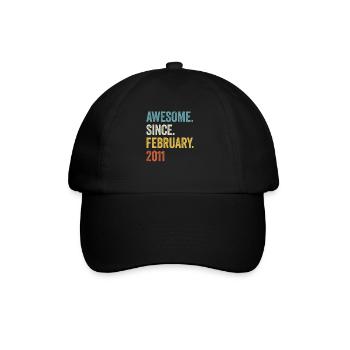 12 Years Awesome Since February 2011 12th Birthday - Baseball Cap - black/black - Front