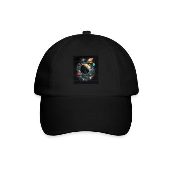 Space Planeten Astronaut für einen Kinder und - Baseballkappe - Schwarz/Schwarz - Vorne