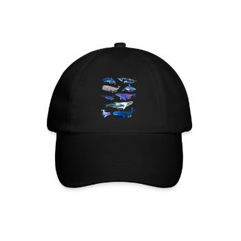 Whale Watercolor Drawings - Whale Motif - Baseball Cap - black/black - Front
