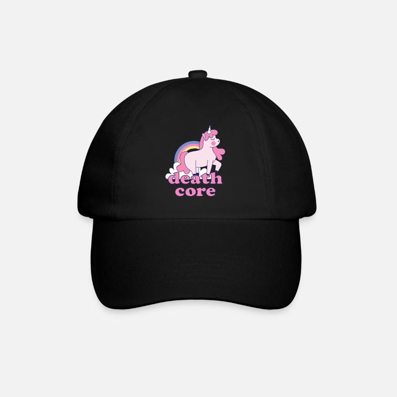 Lustig Deathcore Einhorn Regenbogen Metalhead - Baseballkappe - Schwarz/Schwarz