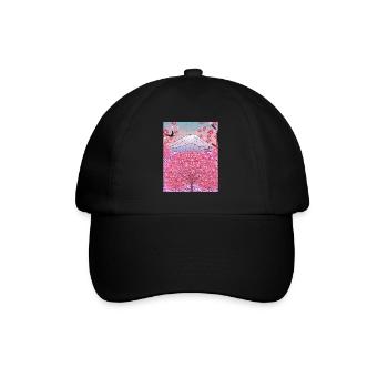 Japan Nature Mountain Sakura Gift Cherry Blossoms - Baseball Cap - black/black - Front
