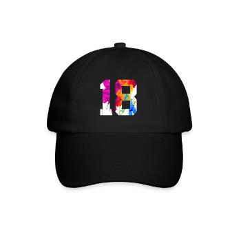 NUMMER 18 JAHRE ALT 18. GEBURTSTAG - Baseballkappe - Schwarz/Schwarz - Vorne