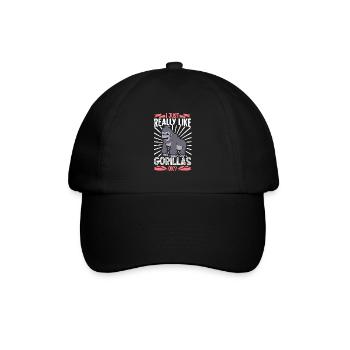 Ich liebe Gorillas - Gorilla - Baseballkappe - Schwarz/Schwarz - Vorne