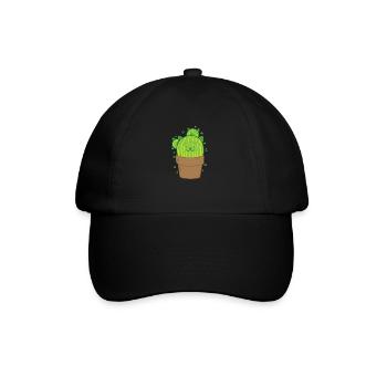 Cat Cactus in Pot Plant - Baseball Cap - black/black - Front
