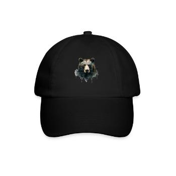 Wald Bär Natur Wildlife Kunst Berg Tier - Baseballkappe - Schwarz/Schwarz - Vorne