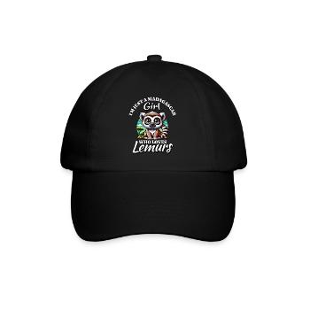 Girl Loves Lemurs - Baseballkappe - Schwarz/Schwarz - Vorne