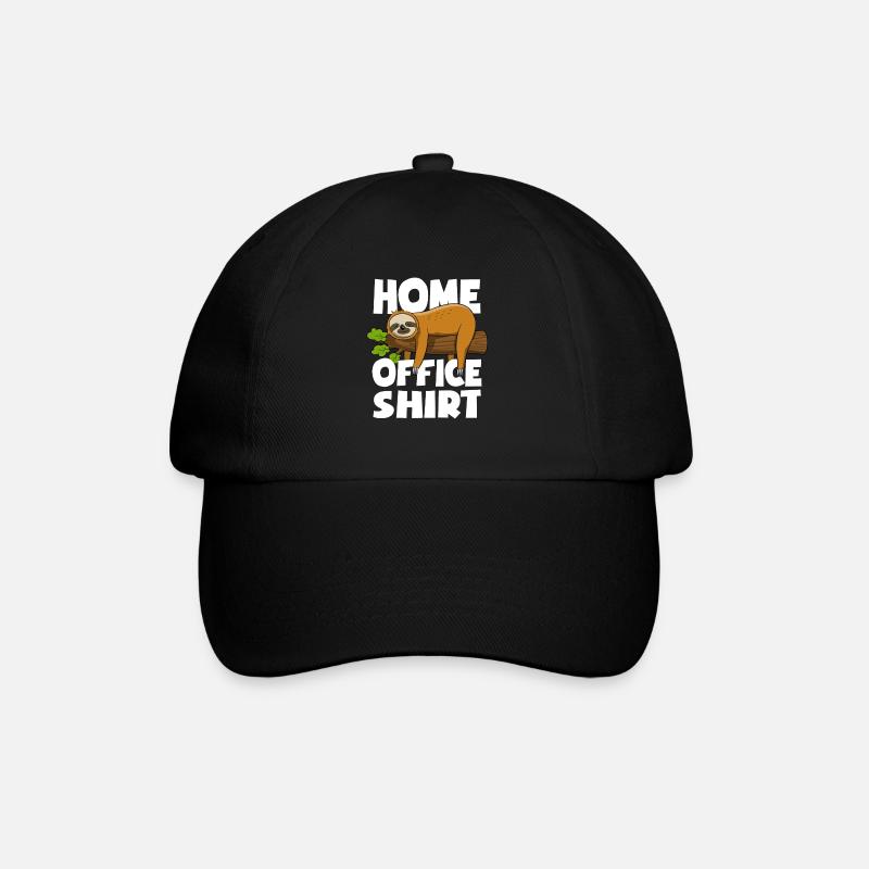 Faultier - Home office shirt - Geschenk - Baseballkappe - Schwarz/Schwarz