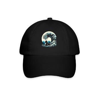 Surfing Cat The big wave off Kanagawa Surfer - Baseball Cap - black/black - Front