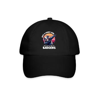 Mädchen Liebt Honigdachs - Baseballkappe - Schwarz/Schwarz - Vorne