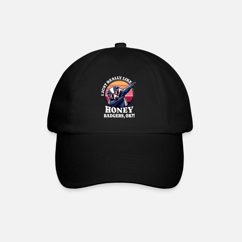 Ich Liebe Honigdachs Spruch - Baseballkappe - Schwarz/Schwarz