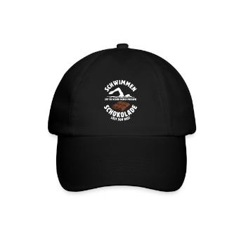 Schwimmen löst meine Probleme - Schoko Spruch - Baseballkappe - Schwarz/Schwarz - Vorne