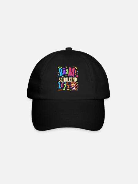 Einschulung Löwe Schulanfänger 2025 - Baseballkappe - Schwarz/Schwarz