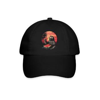 Sloth Animal Sloth Wilderness Beach Palm Trees - Baseball Cap - black/black - Front