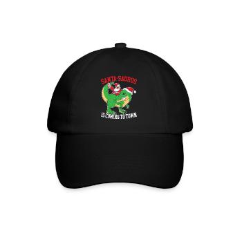 Dinosaur Christmas Tree, Santa Claus, - Baseball Cap - black/black - Front