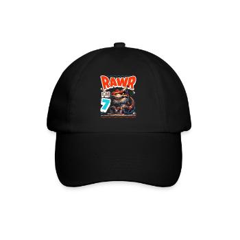 7th Birthday Rawr T Rex Dinosaur - Baseball Cap - black/black - Front