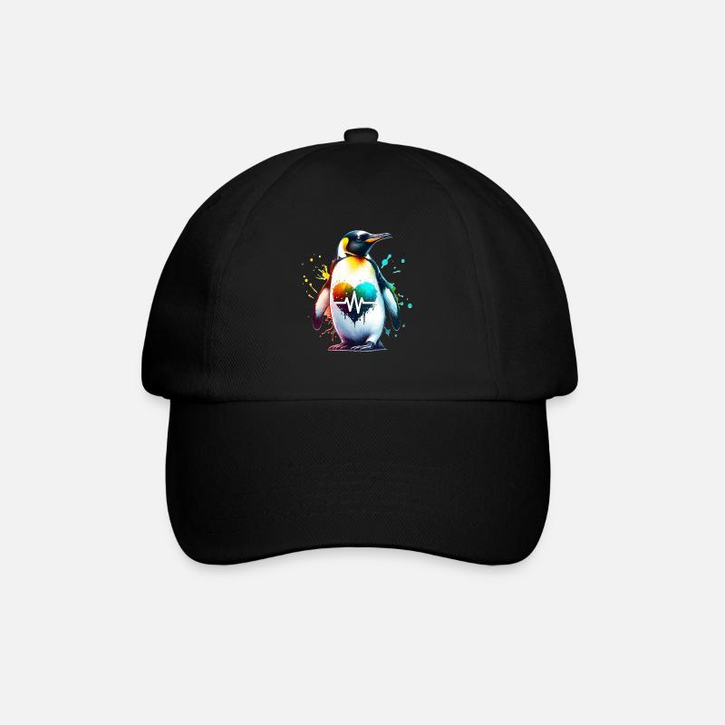 Galapagos Pinguin EKG - Baseballkappe - Schwarz/Schwarz