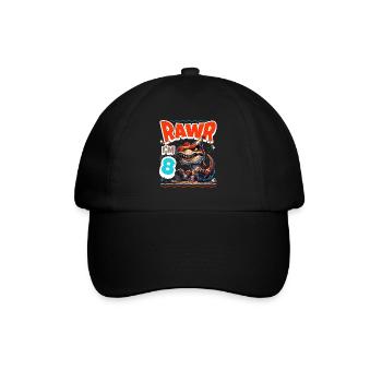 8th Birthday Rawr T Rex Dinosaur - Baseball Cap - black/black - Front