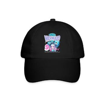 Meerjungfrau 9. Geburtstag Mädchen Kinder - Baseballkappe - Schwarz/Schwarz - Vorne