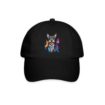 Zwergschnauzer Anzug Hund Lustig Tier Design Print - Baseballkappe - Schwarz/Schwarz - Vorne