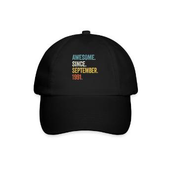 Awesome Since September 1991 33rd Birthday - Baseball Cap - black/black - Front
