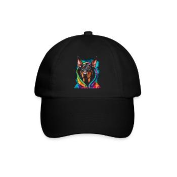 Dobermann Hoodie Hund Bunt Lustig Tier Print - Baseballkappe - Schwarz/Schwarz - Vorne