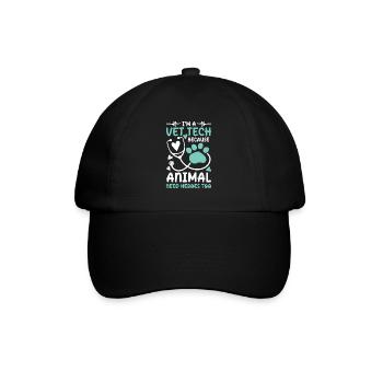I'm a Vet Tech Because Animals Need Heroes Too - Baseballkappe - Schwarz/Schwarz - Vorne