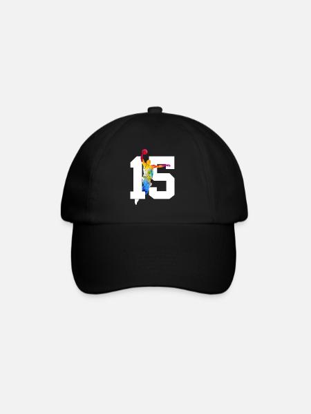 NUMMER 15 BASKETBALL 15. GEBURTSTAG - Baseballkappe - Schwarz/Schwarz