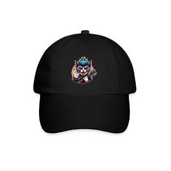 Cat Guitariste de Rock and Roll - Casquette classique - noir/noir - Devant