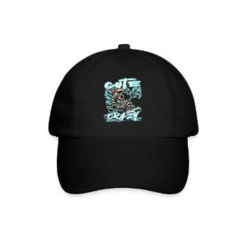 Cute but Crazy Zebra Comic Style Funny Motif - Baseball Cap - black/black - Front