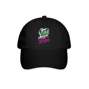 Dein Vibe zieht die positive Energie deines Stammes an - Baseballkappe - Schwarz/Schwarz - Vorne