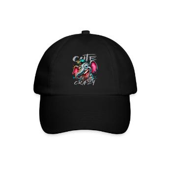 Cute but Crazy Elefant Comic Stil - Baseballkappe - Schwarz/Schwarz - Vorne