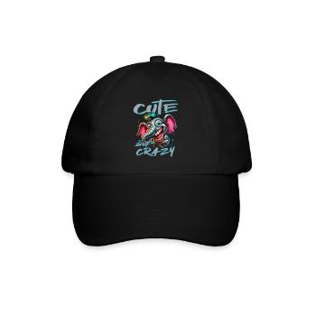 Style de bande dessinée éléphant mignon mais fou - Casquette classique - noir/noir - Devant