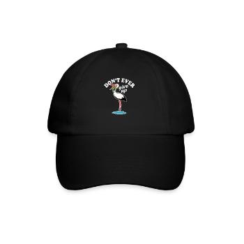 Frosch und Storch - Don't ever give up - Spruch - Baseballkappe - Schwarz/Schwarz - Vorne