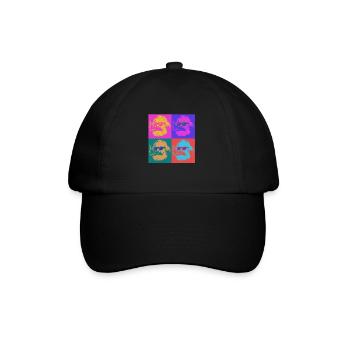 Karl Marx - cool mit Zigarre - Warhol Stil - Baseballkappe - Schwarz/Schwarz - Vorne