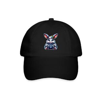 Bunny Rabbit Gamer Gaming Nerd - Baseball Cap - black/black - Front