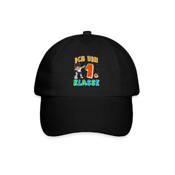 Einschulung Fußball - Baseballkappe - Schwarz/Schwarz - Vorne