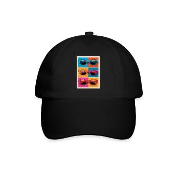 Bunte Sonnenbrillen Pop-Art Stil - Baseballkappe - Schwarz/Schwarz - Vorne
