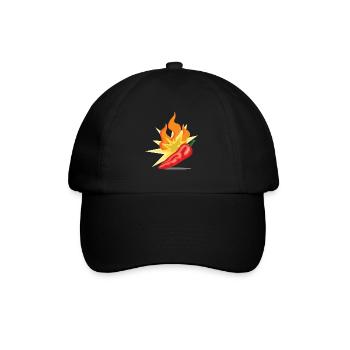 Fiery spicy chili pepper leaves burning - Baseball Cap - black/black - Front