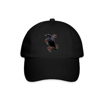 Rabe Krähe Vogel Schwarz Raubvogel Herbst Motiv - Baseballkappe - Schwarz/Schwarz - Vorne
