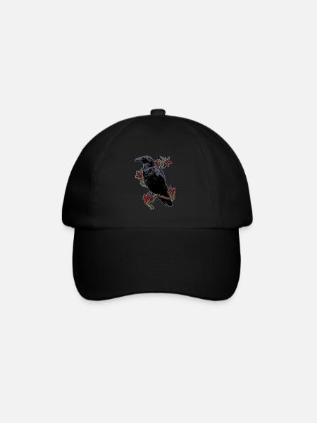 Rabe Krähe Vogel Schwarz Raubvogel Herbst Motiv - Baseballkappe - Schwarz/Schwarz
