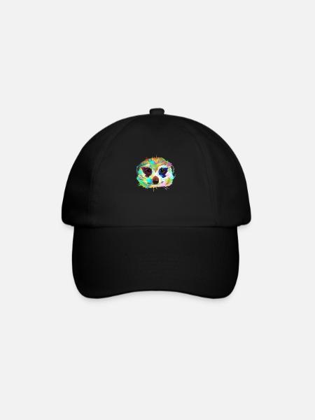 Erdmännchen Porträt - Baseballkappe - Schwarz/Schwarz