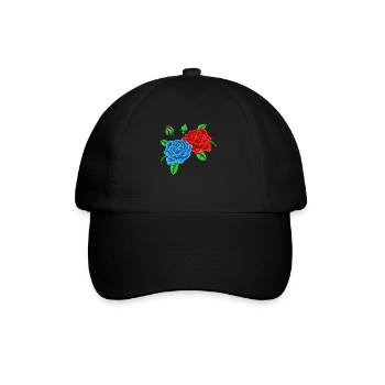 Rouge et une rose bleue - Roses - Casquette classique - noir/noir - Devant