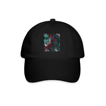 Pattern with tropical plants - Baseball Cap - black/black - Front