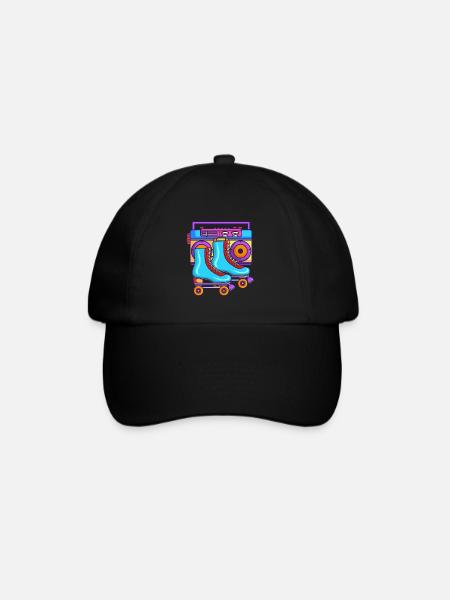 80s roller skates vintage roller skating - Baseball Cap - black/black