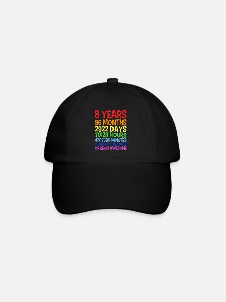 8 Jahre Alt Geburtstagsgeschenk zum 8. Geburtstag - Baseballkappe - Schwarz/Schwarz