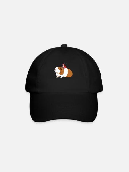 Christmas Guinea Pig and Santa Claus - Baseball Cap - black/black