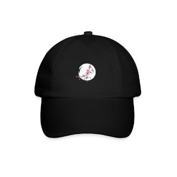 Kirschblüte Mond - Baseballkappe - Schwarz/Schwarz - Vorne