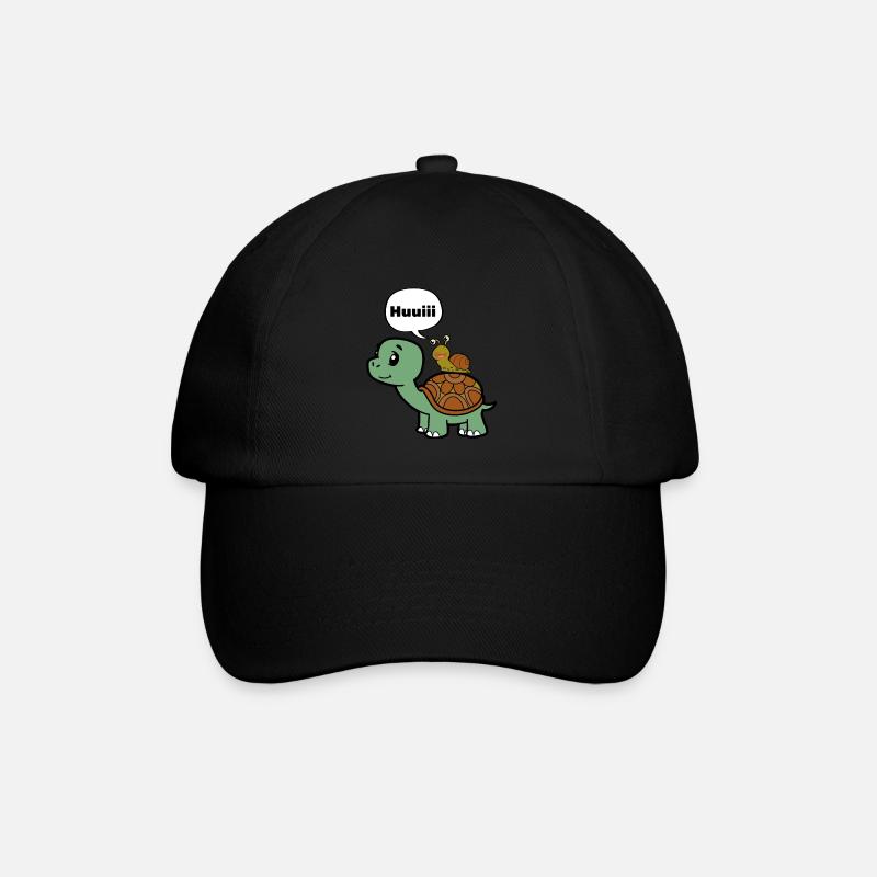 Lustige Schnecke auf Schildkröte - Baseballkappe - Schwarz/Schwarz