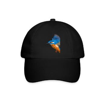 Flying Kingfisher Bird - Baseball Cap - black/black - Front