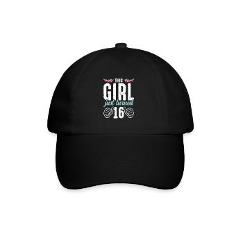 girls 16 birthday - Baseball Cap - black/black - Front